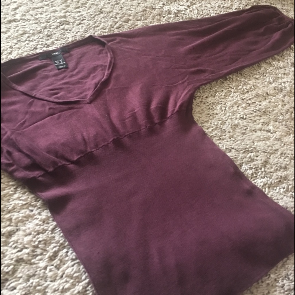 💚 Sz 6 Maroon H&M V neck thin sweater top